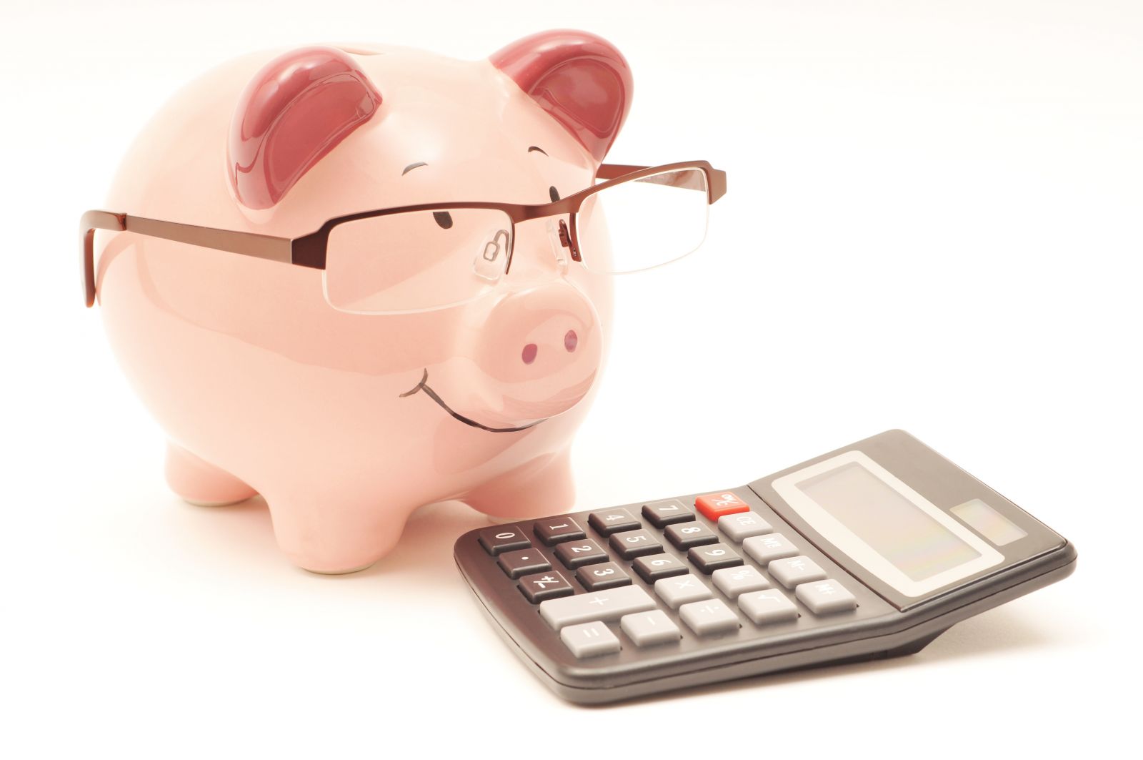 Piggy bank happy with saving money