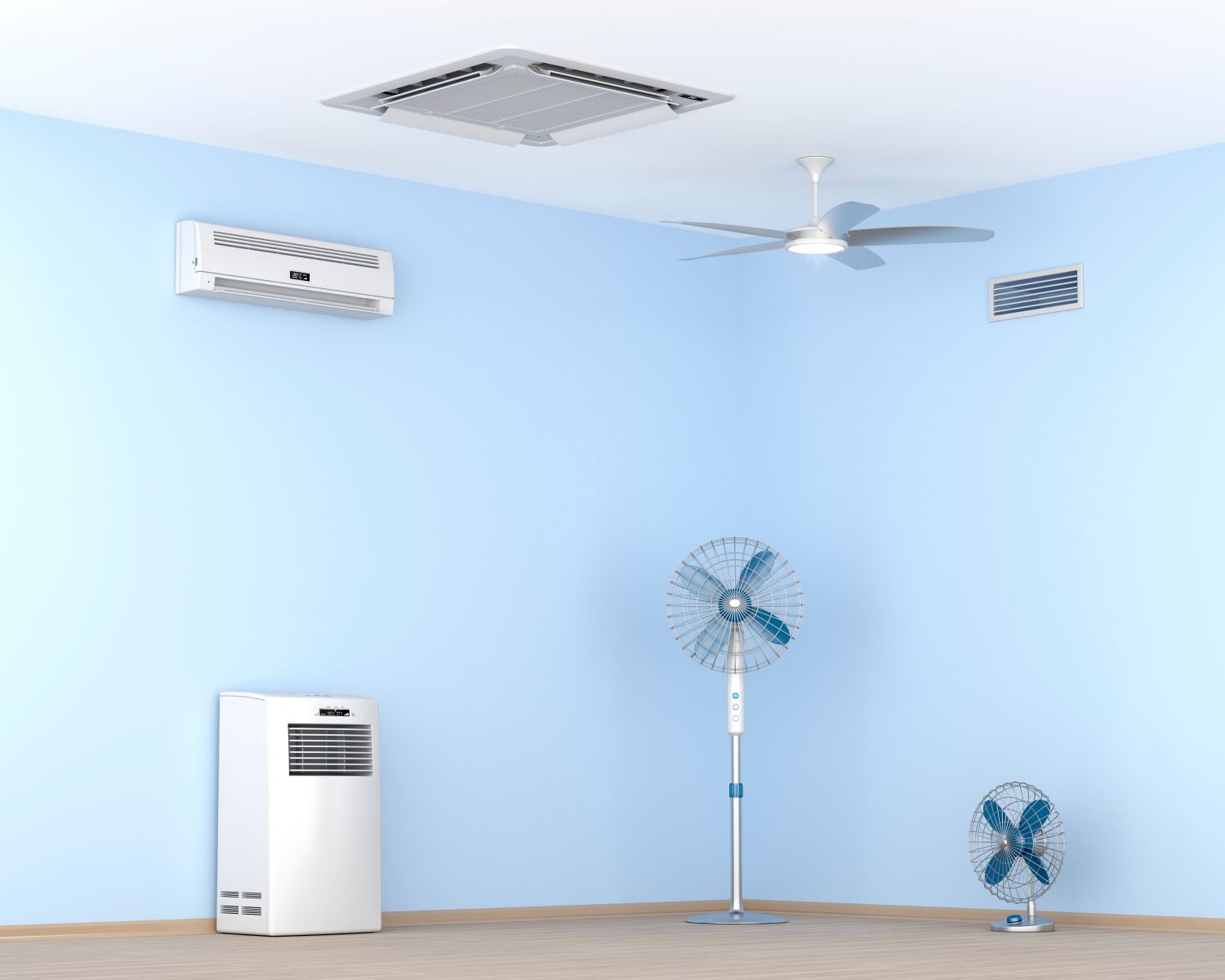 Various types of cooling devices including AC